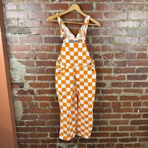 Game Bibs Bib Overalls Mens XS Orange Check Cotton Tailgate Game Day Tennessee
